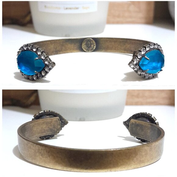 Antiqued Brass Loren Hope Cuff Bracelet Pink Clear Brass - Picture 3 of 3